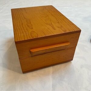 Large Wood Recipe File Card Storage Box Holds 3"x5" Cards Wooden Christmas Gift